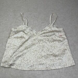 Colsie Cami Top Animal Print‎ Sleeveless V Neck Casual Blouse ruffle trim Size S